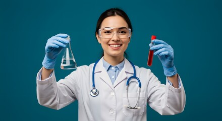 Female Doctor Holding Lab Samples Medical Research Science