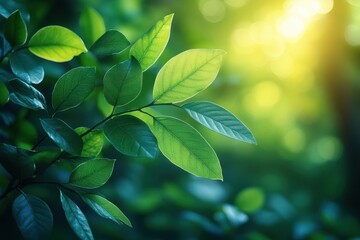 High-Quality Natural Background with Sunlit Green Leaves