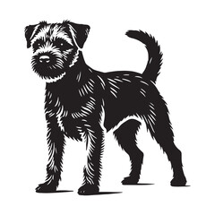 Border Terrier silhouette featuring a well-balanced and compact frame - Border Terrier illustration - minimal Border Terrier vector - dog silhouette
