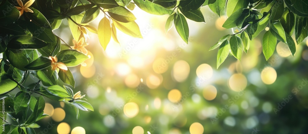 Aufkleber lush green foliage with natural bokeh background creating a serene and tranquil atmosphere for desig