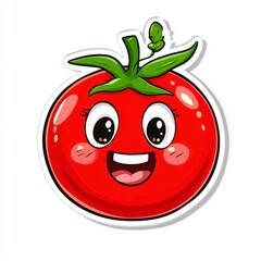 Obraz premium Cheerful Cartoon Tomato Character with Bright Red Color and Smile