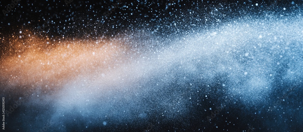 Aufkleber dust particles flowing in air on a dark blue background creating a mystical atmosphere suitable for 