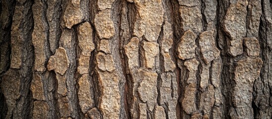 Obraz premium Detailed close-up of old tree bark showcasing rich textures and natural patterns, perfect for nature-related themes and backgrounds.