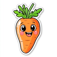 Cheerful Cartoon Carrot with Green Leaves and Happy Face