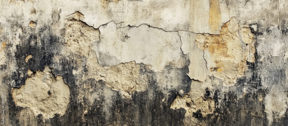 Poster weathered black grunge texture on wall with cracks and peeling paint creating a vintage distressed l