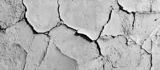 Obraz premium Cracked cement wall texture showcasing weathered and grunge aesthetic for background or construction design elements.