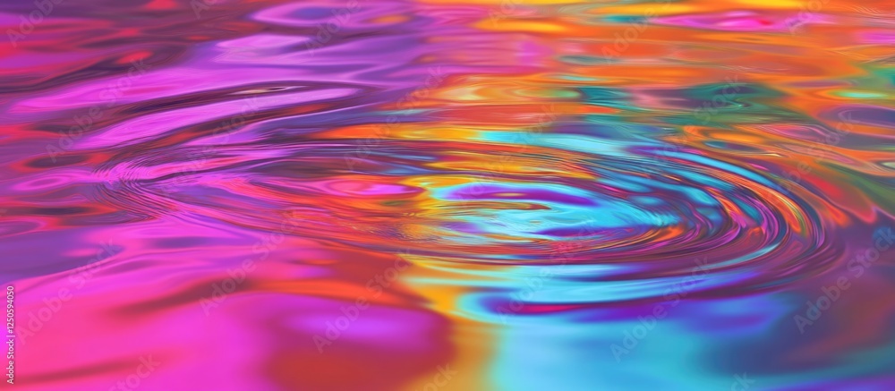 Poster vibrant oil droplets creating mesmerizing patterns on a colorful water surface in an abstract artist