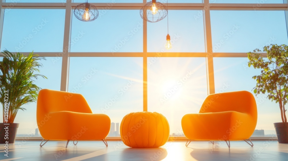 Aufkleber sunlit open-plan workplace vibrant modern lounge seating for creative office spaces - enhance team d