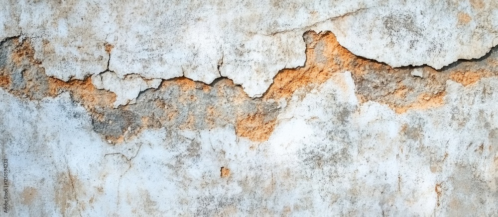 Poster rustic weathered concrete wall texture with cracks and peeling paint suitable for backgrounds or des