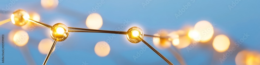 Poster Modern Geometric Network Visualization Illuminated Nodes on Sleek Blue Canvas - Immersive Tech Design for Business and Digital Innovation Insights