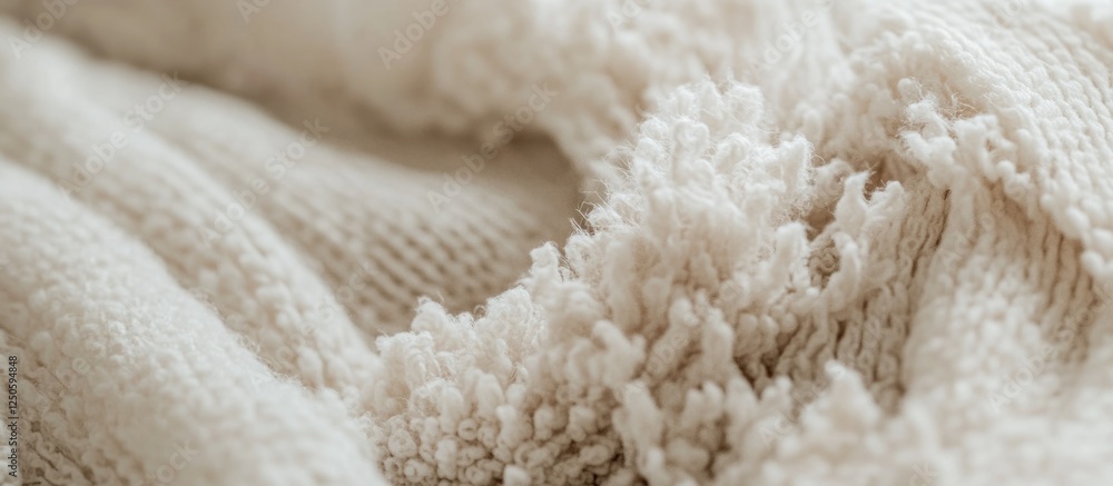 Poster natural fabric texture close-up showcasing soft beige fibers and abstract design suitable for backgr