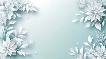 Elegant White Paper Flowers and Leaves Design
