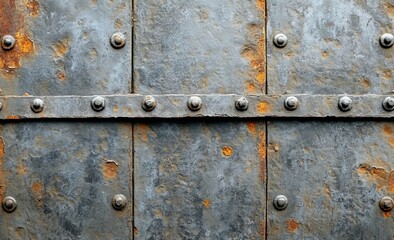 Fototapeta premium Weathered metal gate panels with rivets