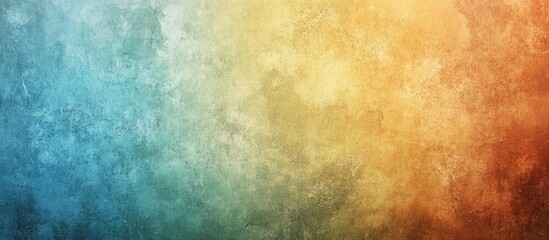 Obraz premium Colorful textured concrete wall background with gradients of blue, orange, and yellow creating a vibrant and artistic visual appeal.