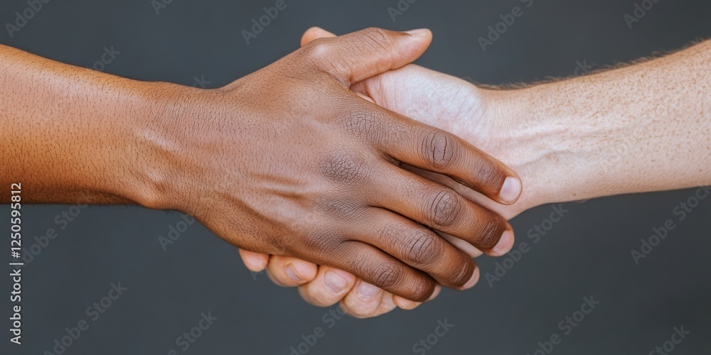 Aufkleber diverse teamwork collaboration inclusive handshake with mixed skin tones - social impact imagery for