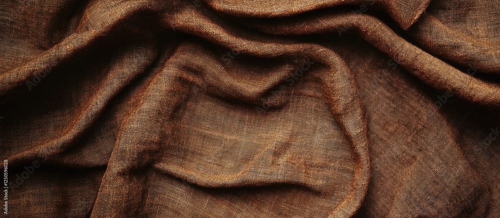 Poster textured brown fabric background with elegant folds and creases suitable for vintage or rustic desig