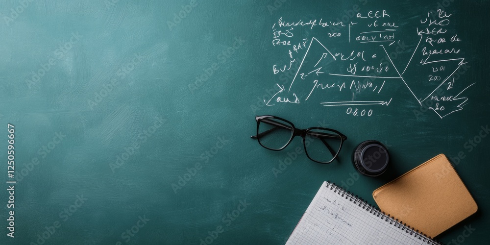Fototapete chalkboard mathematics advanced formulas and geometry for educational marketing and academic visuali