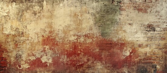 Vintage textured brick wall with peeling paint ideal for artistic backgrounds or design projects