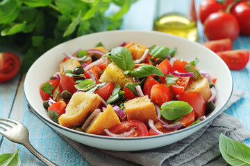 Panzanella salad, traditional dish of Italian cuisine