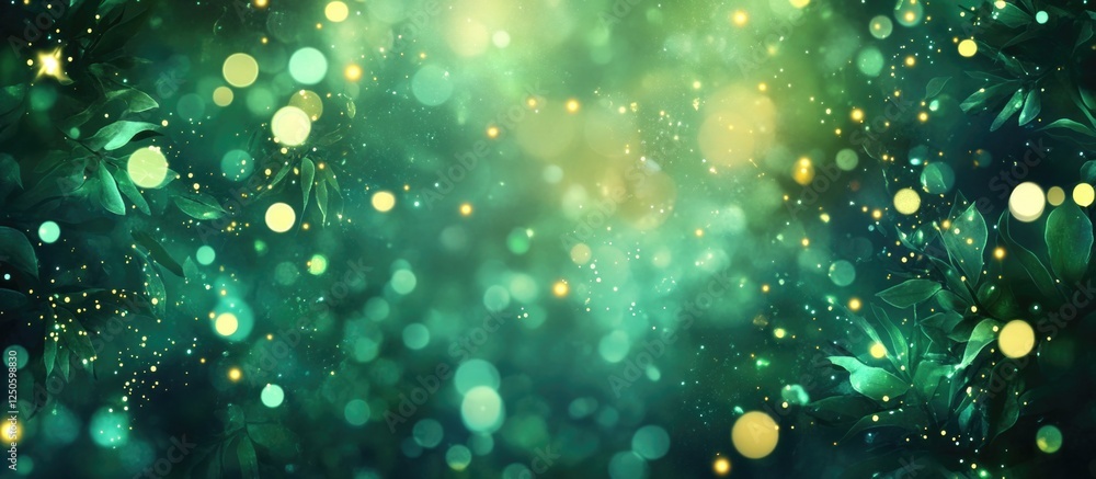Aufkleber enchanting natural bokeh background with soft green hues and luminous orbs creating a dreamy atmosph