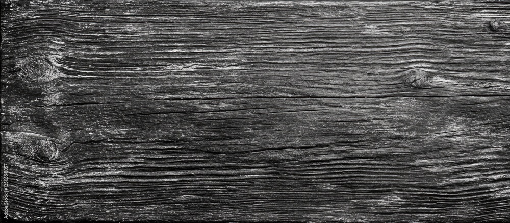 Poster textured close-up of aged black wooden plank background with intricate grain patterns and ample spac