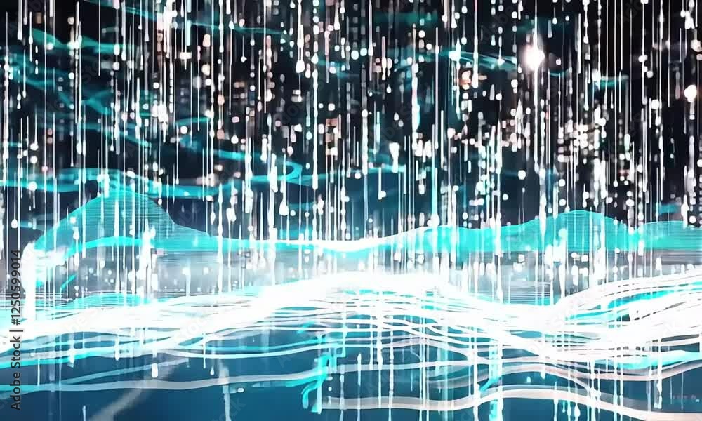 Poster abstract digital rain and data streams