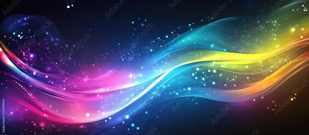 Poster vibrant neon abstract waves background with colorful lines for text presentation and creative design