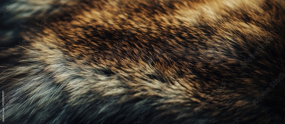 Poster close-up of dark natural fur texture showcasing rich colors and intricate patterns, ideal for nature