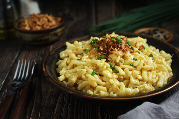 Käsespätzle, traditional dish in Germany	