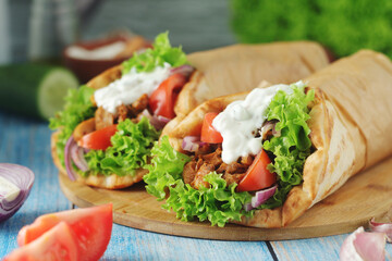 A traditional dish of Greece - gyros