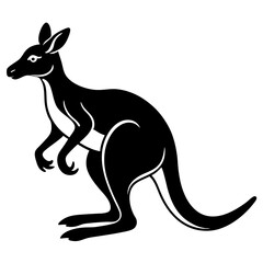Kangaroo hopping with a joey  silhouette vector illustration 