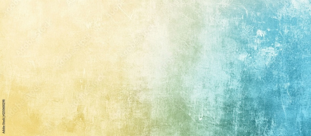 Poster textured gradient wall background in soft yellow and teal hues for modern design and artistic compos