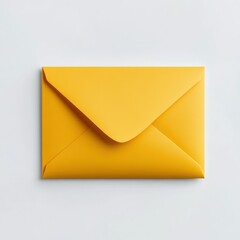 Yellow envelope mockup top view on white background 