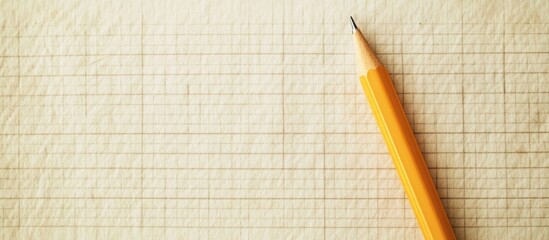 Soft Textured Background with Graph Paper and Orange Pencil Ideal for Writing and Creative Projects