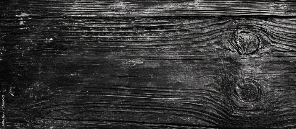 Poster dark weathered black wood texture with visible knots and grain patterns suitable for backgrounds and