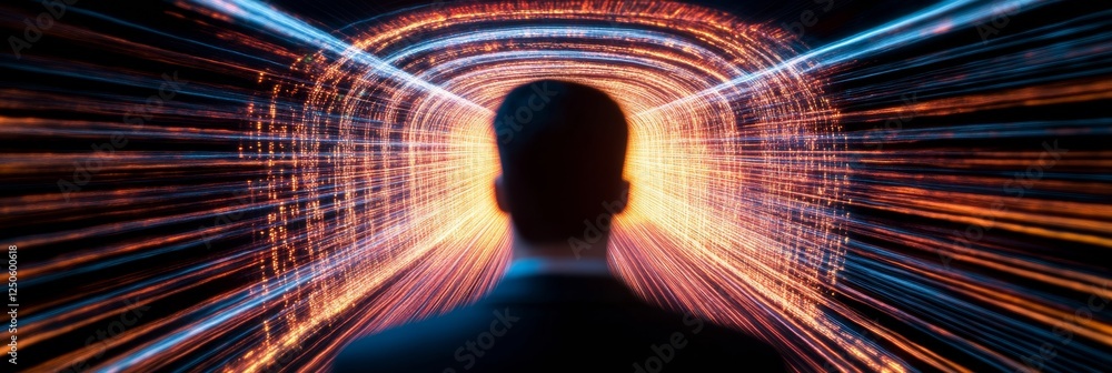 Poster Futuristic Data Corridor Neon Lights and Dynamic Server Racks in Enterprise Technology - Elevating Digital Infrastructure for Modern Business Efficiency