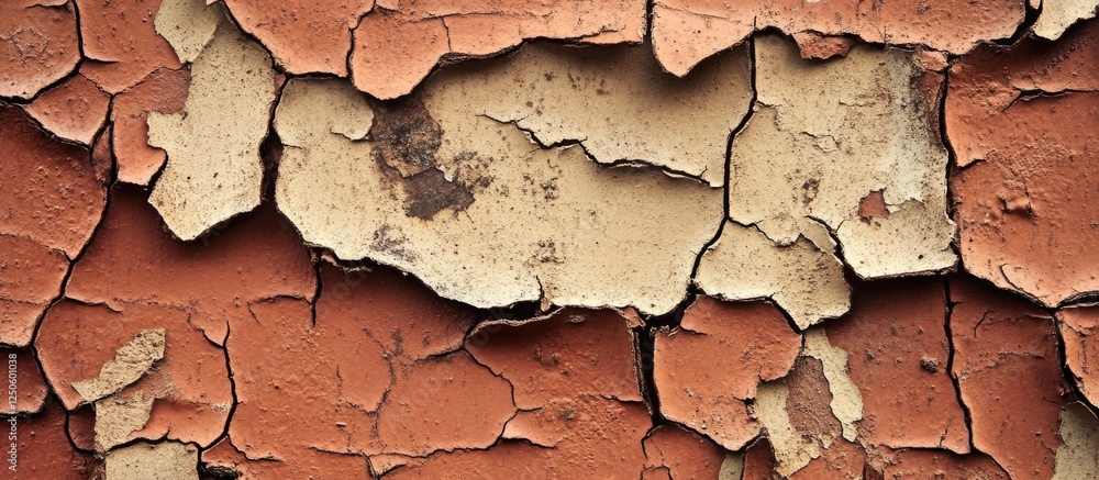 Poster vintage peeling paint texture with layers of rust and decay, perfect for backgrounds in retro or gru
