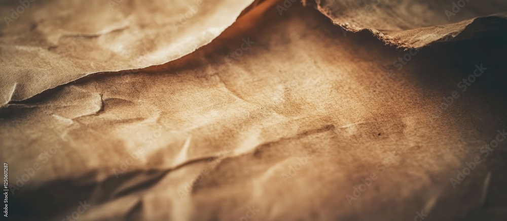 Poster textured vintage brown paper with creases and folds creating an elegant backdrop for design projects