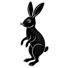 Rabbit standing on hind legs silhouette vector illustration 