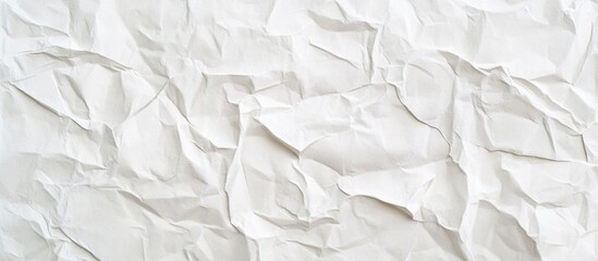 Obraz premium Crumpled white paper texture background ideal for creative design projects and artistic presentations.