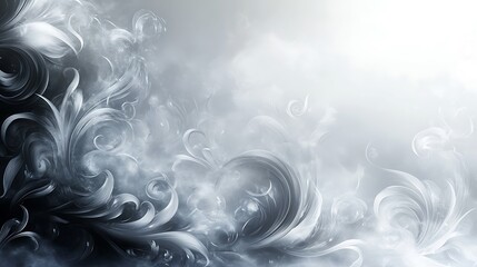 Abstract Silver Floral Design In A Misty Atmosphere