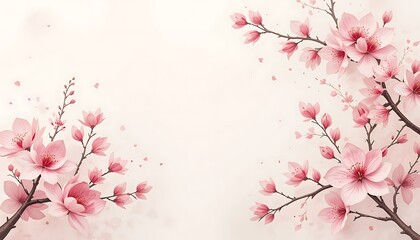 Delicate Pink Blossoms Frame a Soft Background