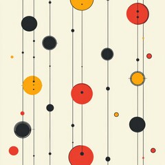 Minimalist Pattern Background with Colorful Circles and Lines