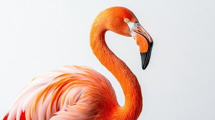 Obraz premium Vibrant Flamingo Posing Elegantly Against a Crisp White Background
