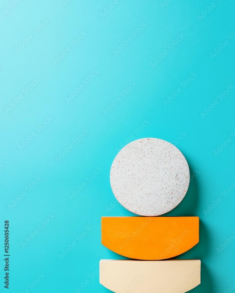 Aufkleber Abstract Stacked Shapes Modern Geometric Art with Bold Colors and Textured Surfaces - Creative Design Elements for Contemporary Marketing and Visual Storytelling