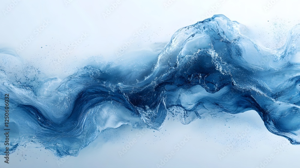 Aufkleber Mesmerizing Fluid Art with Vibrant Blue Waves and Swirls of Movement   Captivating Abstract Background with Ethereal Dreamlike Fluid Textures and Dynamic Aqua Gradients