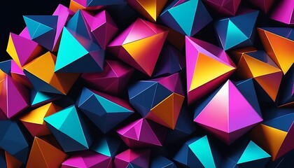 Obraz premium Abstract Colorful Geometric Pyramid Shapes Cluster