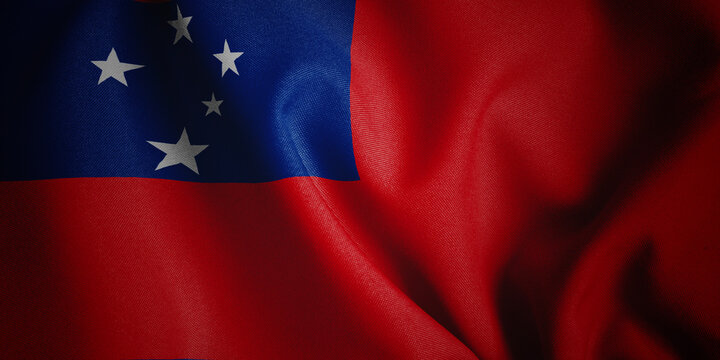 Samoa. Flag. Symbol of state power. - Powered by Adobe