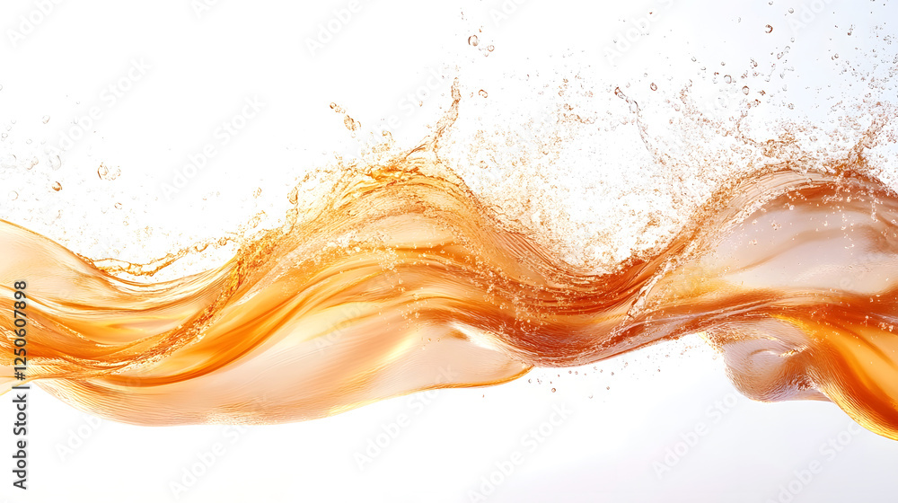 Poster powerful and dynamic abstract background with swirling waves of vibrant orange liquid flow creating 