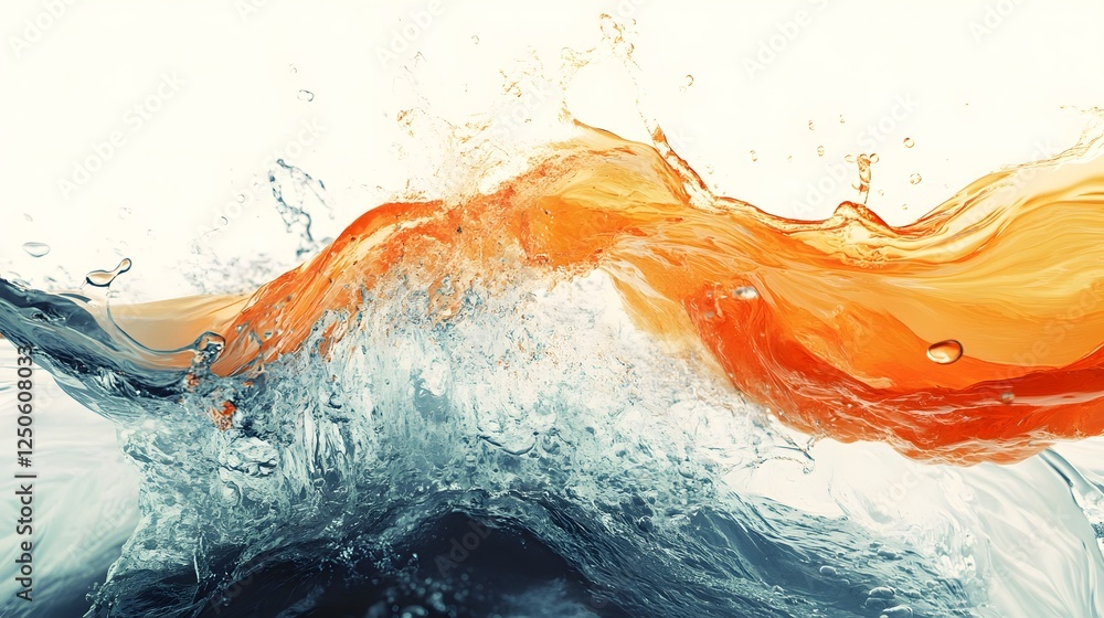 Aufkleber Powerful and dynamic water explosion creating an intense orange splash of liquid energy and motion  The image captures the chaos force and velocity of water bursting and spraying in an abstract